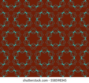 Seamless pattern with symmetric geometric ornament. Ornamental mosaic texture. Abstract background. Vector illustration.