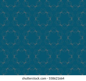 Seamless pattern with symmetric geometric ornament. Ornamental mosaic texture. Abstract background. Vector illustration.