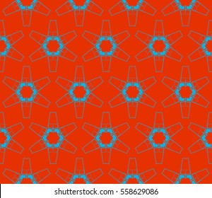 Seamless pattern with symmetric geometric ornament. Ornamental mosaic texture. Abstract background. Vector illustration.