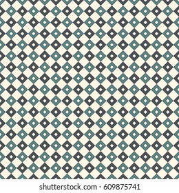 Seamless pattern with symmetric geometric ornament. Blue color diamond abstract background. Mosaic wallpaper. Digital paper, textile print, page fill. Vector illustration