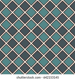 Seamless pattern with symmetric geometric ornament. Blue color diamond abstract background. Mosaic wallpaper. Digital paper, textile print, page fill. Vector illustration