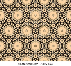 Seamless pattern with symmetric geometric ornament. Abstract background. Vector illustration.