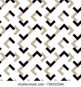 Seamless pattern with symmetric geometric ornament. Striped monochrome abstract background.