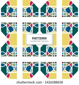 Seamless pattern with symmetric geometric ornament.Geometrical figures abstract. Abstract repeated wallpaper. Vector illustration