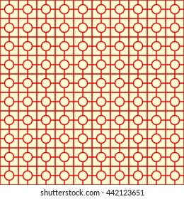 Seamless pattern with symmetric ornament. Abstract repeated geometric figures background. Grill wallpaper. Vector illustration