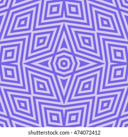 Seamless pattern with symmetric ornament. Different dark violet geometric figures abstract on light purple background. Ethnic and tribal motifs. Ornamental wallpaper. Vector illustration