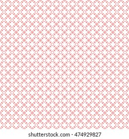 Seamless pattern with symmetric ornament. Different red geometric figures abstract on white background. Ethnic and tribal motifs. Ornamental wallpaper. Vector illustration
