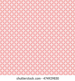 Seamless pattern with symmetric ornament. Different red geometric figures abstract on white background. Ethnic and tribal motifs. Ornamental wallpaper. Vector illustration