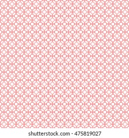 Seamless pattern with symmetric ornament. Different red geometric figures abstract on white background. Ethnic and tribal motifs. Ornamental wallpaper. Vector illustration 