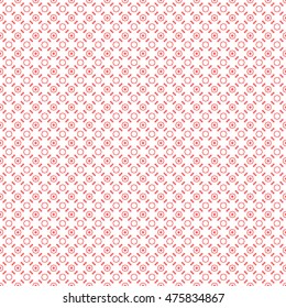 Seamless pattern with symmetric ornament. Different red geometric figures abstract on white background. Ethnic and tribal motifs. Ornamental wallpaper. Vector illustration 