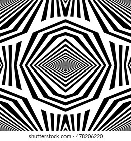Seamless pattern with symmetric ornament. Different black figures abstract on white background. Futuristic motif. Ornamental wallpaper. Vector illustration