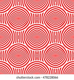 Seamless pattern with symmetric ornament. Different red figures abstract on white background. Ethnic motif. Ornamental wallpaper. Vector illustration