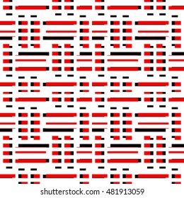 Seamless pattern with symmetric ornament. Different colors geometric figures abstract on white background. Lines and stripes motif. Ornamental wallpaper. Vector illustration