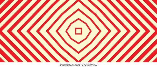 Padrão contínuo com ornamento simétrico. Fundo abstrato branco vermelho. Papel de parede psicodélico. Ilustração vetorial
