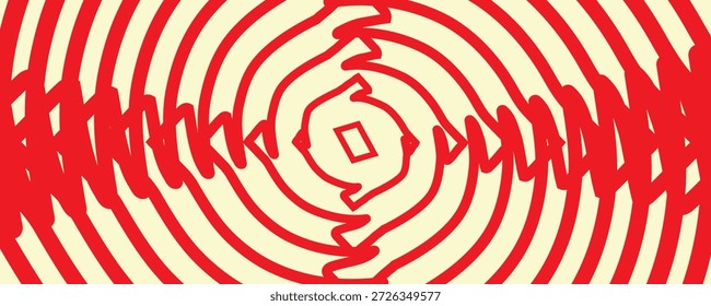 Padrão contínuo com ornamento simétrico. Fundo abstrato branco vermelho. Papel de parede psicodélico. Ilustração vetorial