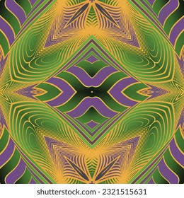 Nahtloses Muster mit symmetrischem geometrischem Ornament. Vektorgrafik.