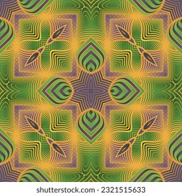 Seamless pattern with symmetrical geometric ornament. Vector illustration.