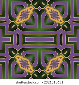 Seamless pattern with symmetrical geometric ornament. Vector illustration.