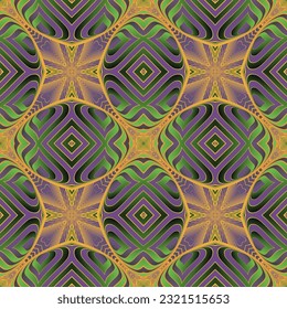 Seamless pattern with symmetrical geometric ornament. Vector illustration.