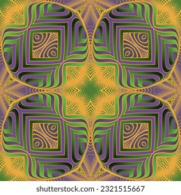 Seamless pattern with symmetrical geometric ornament. Vector illustration.