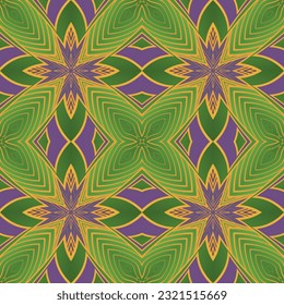 Seamless pattern with symmetrical geometric ornament. Vector illustration.
