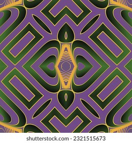 Seamless pattern with symmetrical geometric ornament. Vector illustration.