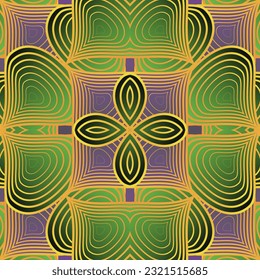 Seamless pattern with symmetrical geometric ornament. Vector illustration.