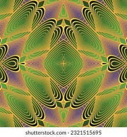 Nahtloses Muster mit symmetrischem geometrischem Ornament. Vektorgrafik.