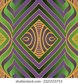 Seamless pattern with symmetrical geometric ornament. Vector illustration.