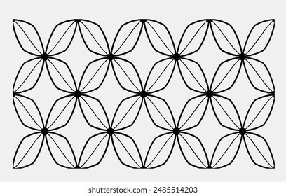 A seamless pattern of symmetrical geometric shapes, forming stars and diamonds in an elegant design, with clean lines on a grey background