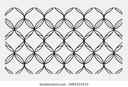 A seamless pattern of symmetrical geometric shapes, forming stars and diamonds in an elegant design, with clean lines on a grey background
