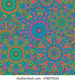 Seamless pattern with symmetrical mandalas. Ethnic texture in Greek, Turkish, Islamic style