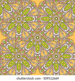 Seamless pattern with symmetrical mandalas. Ethnic texture in Greek, Turkish, Islamic style
