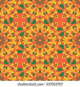 Seamless pattern with symmetrical mandalas. Ethnic texture in Greek, Turkish, Islamic style