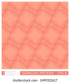 Seamless pattern. Symmetrical round shapes with spiral rays. Technological style of gearwheel. Trendy halftone shading effect. Vector texture