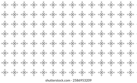 Seamless Pattern of Symmetrical Snowflakes on a White Background