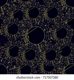 seamless pattern synastry natal astrological chart zodiac signs vector illustration