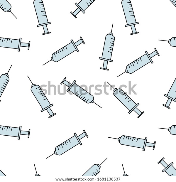 Seamless Pattern Syringe Doodle Vector Illustration Stock Vector ...