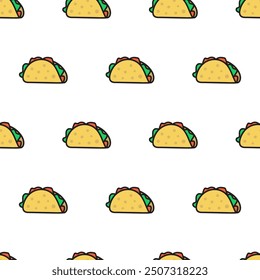 Seamless pattern. Taco. Food design. Illustration on white background.