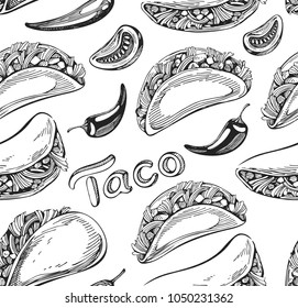 Seamless Pattern With Taco Icons