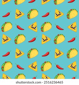 Nahtloses Muster mit Tacos und Chilischoten