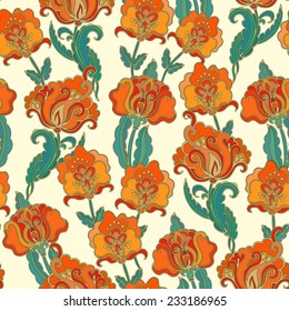 Seamless pattern with tagetes flowers