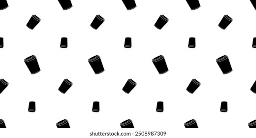 Padrão contínuo com papel de take-away ou plástico descartável café ou chá xícara silhueta vetor