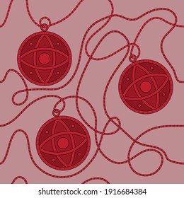 seamless pattern of talismans on a string - abstract space background - protection from evil spirits