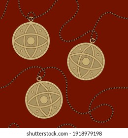 seamless pattern of talismans on a string - abstract space background - protection from evil spirits