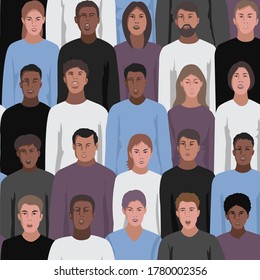 Seamless pattern with talking, shouting, singing people