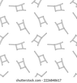 Seamless pattern with tall bar chair side view hand drawn doodle outline vector