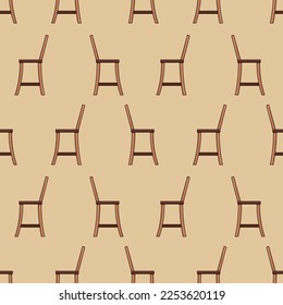 Seamless pattern with tall bar chair side view doodle vector