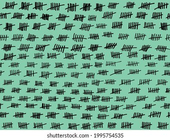 Seamless pattern with tally stroke counting marks 