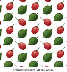 Naadloze patroon tamarillo. Exotisch tropisch tomatenfruit. Voor foodblogs of receptenwebsites, verpakkingen, catalogi of educatieve posters, menu’s, printables en lesmateriaal.